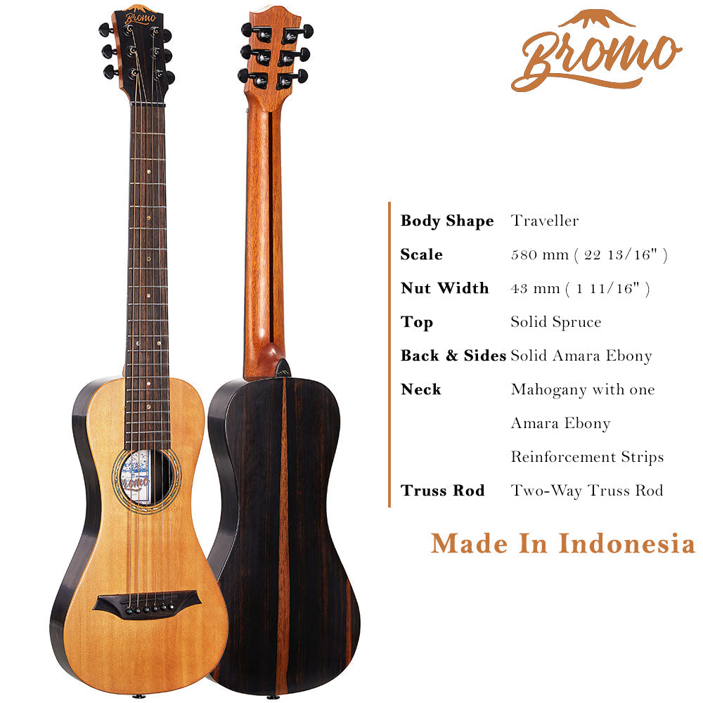 Bromo BAR3 All Solid Travel Acoustic Guitar